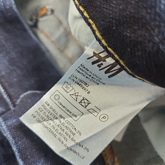 H&M Jeans Mens 38 x 34 Blue Denim Slim-Fit Cotton-Blend Skinny &Denim Stretch - Picture 5 of 7
